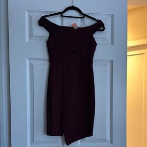 Elegant Off-Shoulder Burgundy Dress